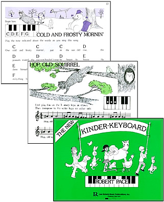 Sample pages of Cold and Frosty Mornin' (notated with letter names) and Hop Old Squirrel (played on the three black keys).