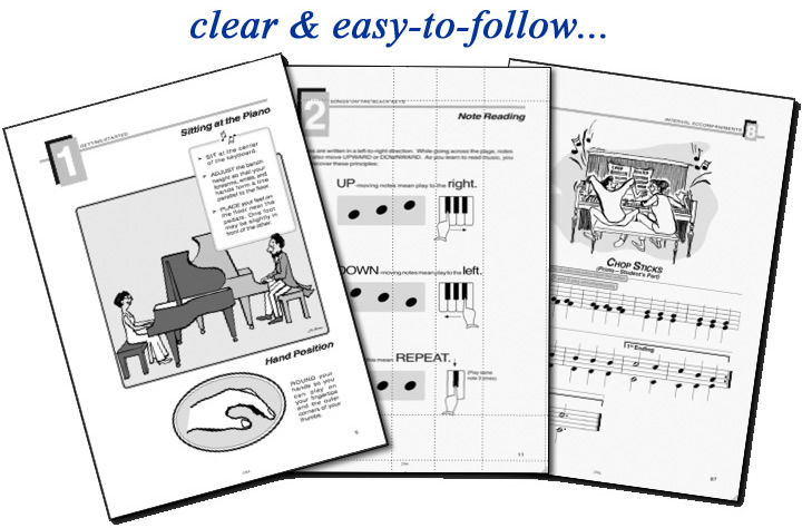 Piano Plain and Simple - Clear and easy to follow. Sample Pages: Getting Started, Note Reading, Chop Sticks