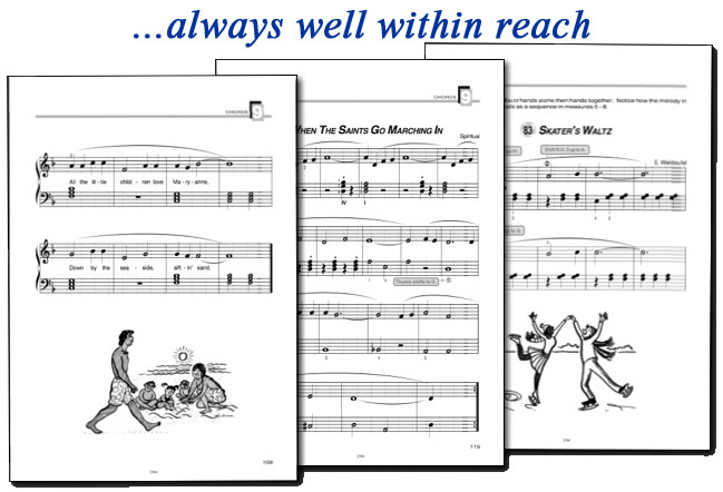 Piano Plain and Simple - Sample Pages - Always well within reach. Sample pages: Maryanne, When the Saints, Skater's Waltz