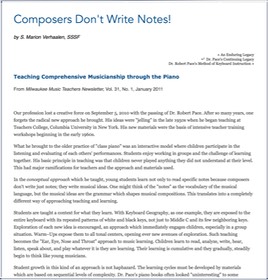 Composers Don't Write Notes! by S. Marion Verhaalen, SSSF
