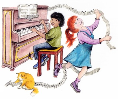 children creating music